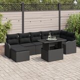 vidaXL 8-dijelni set vrtnih sofa s jastučićima Crna Poli ratan, 2-sjedala vrtna sofa s jastučićima Crna Poli ratan Cijene