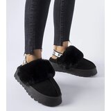  Black insulated slippers with elastic and fur Sangro | shoptok.hr