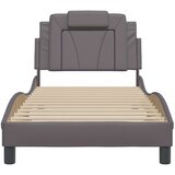  Posteljni okvir z vzglavjem siv 90x200 cm umetno usnje | Shoptok.si