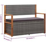  Klupa za pohranu 115 cm od poliratana i bagremovog drva siva | shoptok.hr