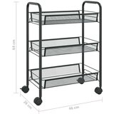 vidaXL 3-nadstropni kuhinjski voziček črn 46x26x64 cm železo | Shoptok.si