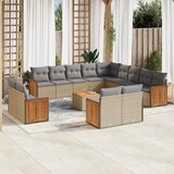 vidaXL 14-dijelni set vrtnih sofa s jastucima poliratan Bež | shoptok.hr
