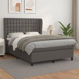 vidaXL Box spring postelja z vzmetnico siv 140x200 cm umetno usnje Cene