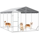 Vanjski kavez za pse s krovom srebrni 3 x 4,5 x 2,5 m čelični | shoptok.hr