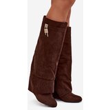 Boto Women's Platform Boots with Strap and Silver Detail Chocolate Korivelle Cene