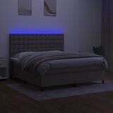  box spring s madracem LED smeđesivi 160x200 cm tkanina | shoptok.hr