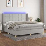  Box spring postelja z vzmetnico LED sv. siva 200x200 cm blago, (20761300) Cene