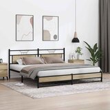  Metalni okvir kreveta bez madraca boja hrasta sonome 193x201 cm | shoptok.hr