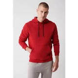 Avva Red Unisex Sweatshirt Hooded With Fleece Inner Collar 3 Thread Cotton Standard Fit Regular Cut