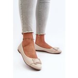 Kesi Light beige eco leather ballerinas with belt and Cadwenla embellishment | ePonuda.com