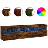 vidaXL Stenske TV omarice z LED 2 kosa dimljeni hrast 80x30x40 cm, (20988695) | Shoptok.si