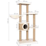 vidaXL Penjalica za mačke sa stupovima za grebanje 126 cm morska trava | shoptok.hr