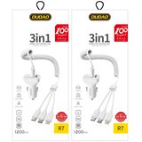 Dudao punjač za auto 2x USB 2.4A + USB kabel 3v1 Lightning / Type C / micro USB kabel (R7) - Bijela | shoptok.hr