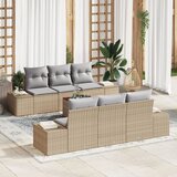 vidaXL 7-delni vrtni kavč s blazinami Bež Poly ratan Akacija, (22093144) | Shoptok.si