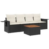 Maison Chic Seti vrtnega pohištva - Vrtna garnitura - Vrtni pohištvo set 5-delna z blazinami črn poli ratan, (21819626) | Shoptok.si