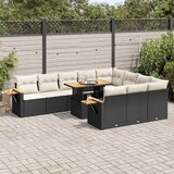 vidaXL 10-dijelni set vrtnih sofa s jastucima crni poliratana bagrem | shoptok.hr