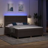  Krevet s opruga kutije s LED trakama Smeđa 180 x 200 cm tkanina | shoptok.hr