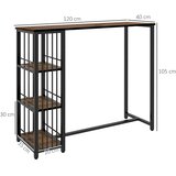  Barski stol stojeći stol kuhinjski pult industrijski dizajn 3 police 120 x 40 x 105 cm crna + smeđa | shoptok.hr