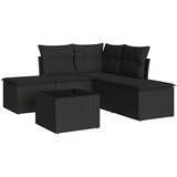  6-dijelni set vrtnih sofa s jastucima crni od poliratana | shoptok.hr