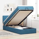 vidaXL Otomanski posteljni okvir z vzmetnico moder 90x190 cm žamet | Shoptok.si