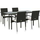 5-dijelni vrtni blagovaonski set s jastucima od poliratana crni | shoptok.hr