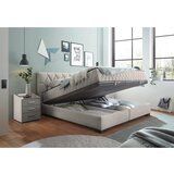 MID.YOU POSTELJA Z VZMETNICO 180 cm x 200 cm , tekstil, leseni material bež | Shoptok.si