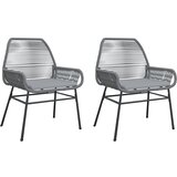 Maison Chic Vrtni stoli - Stol za vrt 2 kosa z blazinami siv poli ratan JS1404, (21877393) | Shoptok.si