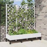  Vrtni saksija s rešetkom i kotačima Bijela 120 x 40 x 131,5 cm | Eponuda.com
