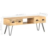 TV ormarić 120 x 35 x 45 cm od masivnog drva manga | shoptok.hr