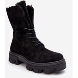 Kesi Suede lace-up work ankle boots with fur, black Frendo Cijene