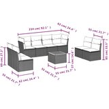  9-dijelni set vrtnih sofa s jastucima crni od poliratana | shoptok.hr