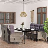  Vrtna jedilna garnitura 7-delna z blazinami siva in črna, (20674674) | Shoptok.si