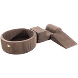 MeowBaby 3-delni penasti igralni komplet ® Foam Playground z okroglim bazenom, brez žog, estetski, velvet, rjav, (21333761) | Shoptok.si