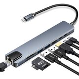 INF 8-vratno zvezdišče usb-c z usb, ubc pd, hdmi, RJ45, pomnilniško kartico grey, (21248027) Cene