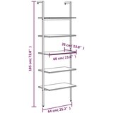  Naslanjajuća polica s 5 razine crna 64x35x185 cm | shoptok.hr