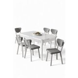 Hanah home Rasklopivi trpezarijski sto i stolice (7 delova) Exve White Grey | Eponuda.com