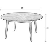 White Label Črna okrogla klubska mizica v hrastovem dekorju ø 80 cm Fabio – | Shoptok.si
