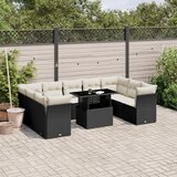vidaXL 10-dijelni set vrtnih sofa s jastucima crni od poliratana | shoptok.hr