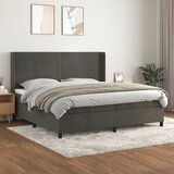 The Living Store Box spring postelja z vzmetnico temno siva 200x200 cm žamet - Box Spring Postelja, (21491546) Cene