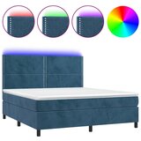  The Living Store Box spring postelja z vzmetnico LED temno modra 160x200cm žamet - Box Spring Postelja, (21493056) | Shoptok.si