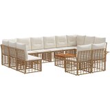  Set vanjskih sofa 13 pcs Prirodna i krema bijela Poliester - Prirodna i kremasto bijela sa stolom | shoptok.hr