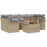  Set vrtne sofe od 7 dijelova s jastucima Bež Poli Ratan sofa za 2 osobe s skladištem i jastucima Bež Poli Ratan | shoptok.hr