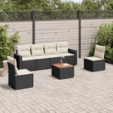 7-dijelni set vrtnih sofa od poliratana s jastucima crni | shoptok.hr