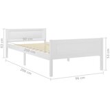  Okvir za krevet od masivne borovine bijeli 90 x 200 cm | shoptok.hr