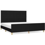  Za krevet s uzglavljem crni 160 x 200 cm od tkanine | shoptok.hr