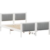  Okvir kreveta s uzglavljem Bijela i svijetlosiva 140 x 190 cm | shoptok.hr