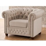 Ropez Bež žameten Chesterfield fotelj York Blik – | Shoptok.si