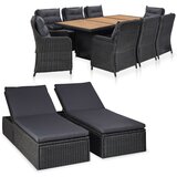 Poli 11-dijelni vrtni blagovaonski set od poliratana crni | shoptok.hr