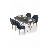 Hanah home Set trpezarijskog stola i stolica (5 delova) Zae Black Marble Chrome Anthracite | Eponuda.com