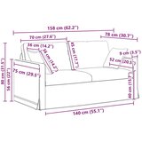 SOFA 2 pcs Krema 158 x 78 x 80 cm Baršun | shoptok.hr